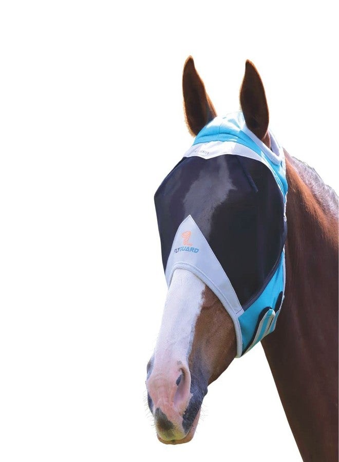 Shires Fly Guard Fine Mesh Horse Fly Mask with Ear Holes (Teal, Pony)